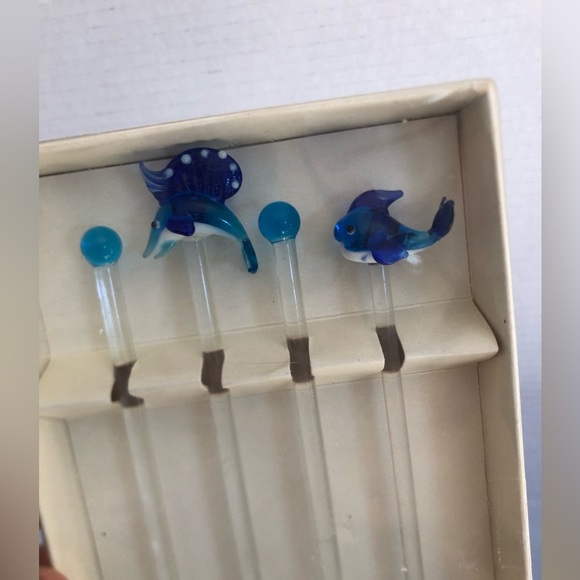 Handblown Glass Marine Animal Stir Sticks - Picture 2 of 8